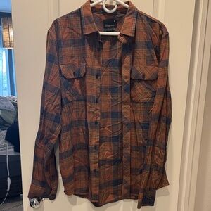 Tavik Men's Plaid Casual Button Down Shirt - Orange and Blue